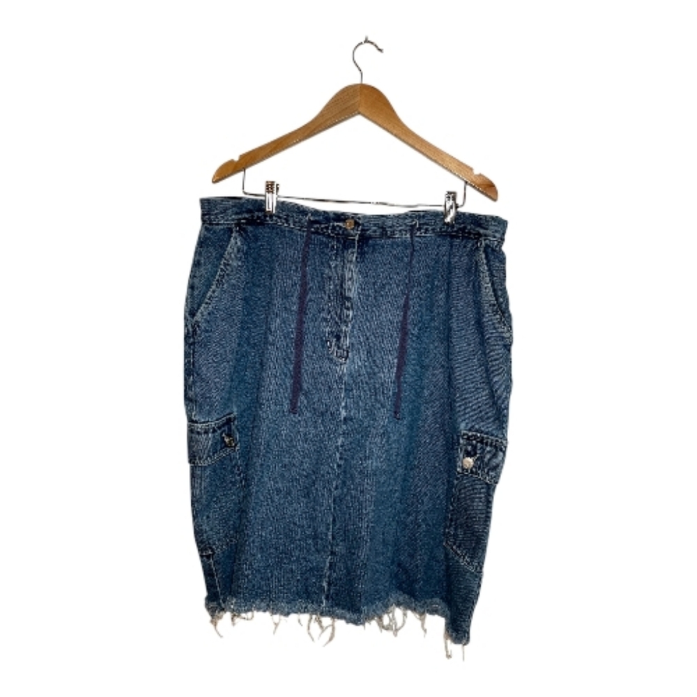 Women's Carolina Blues Denim Cargo Skirt With Frayed Hem Size: 20W